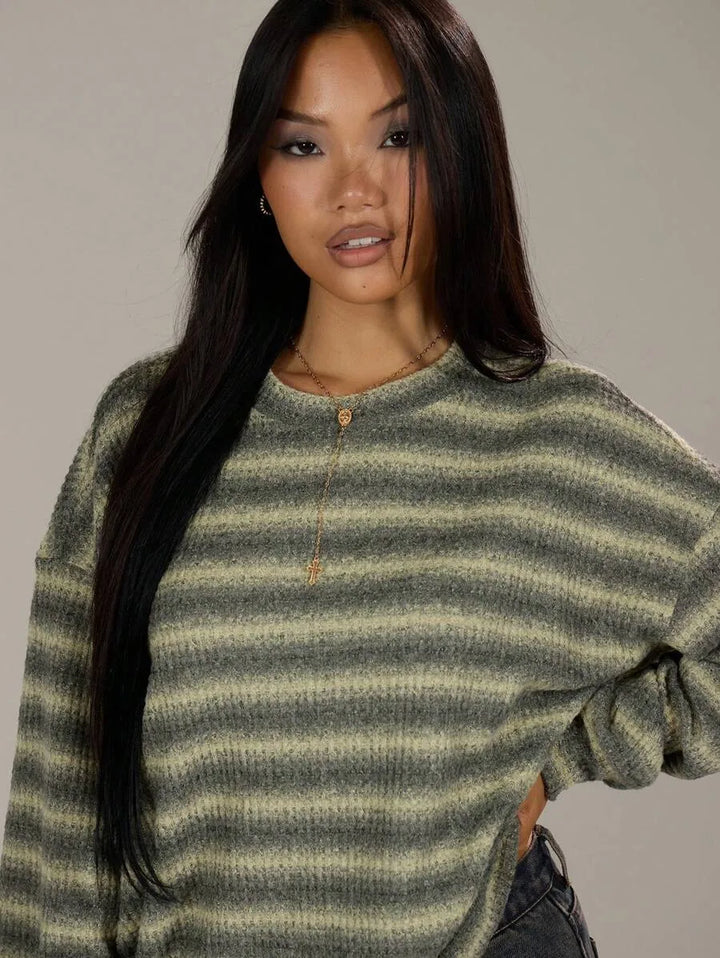 Oversized sweater met gestreept patroon