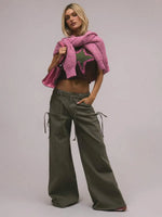 Wide leg broek met drawstrings