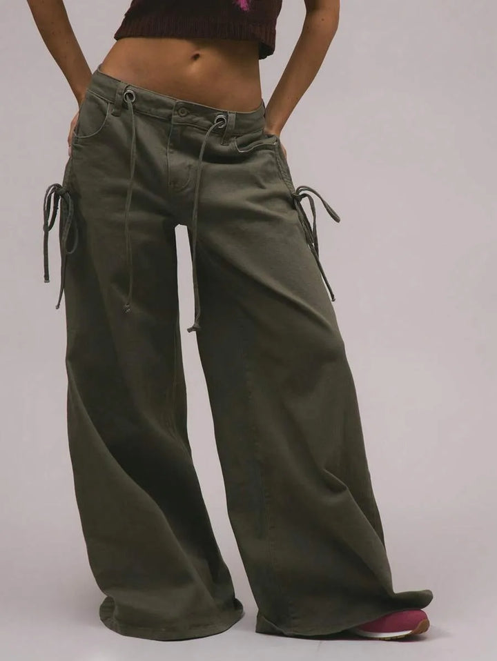 Wide leg broek met drawstrings