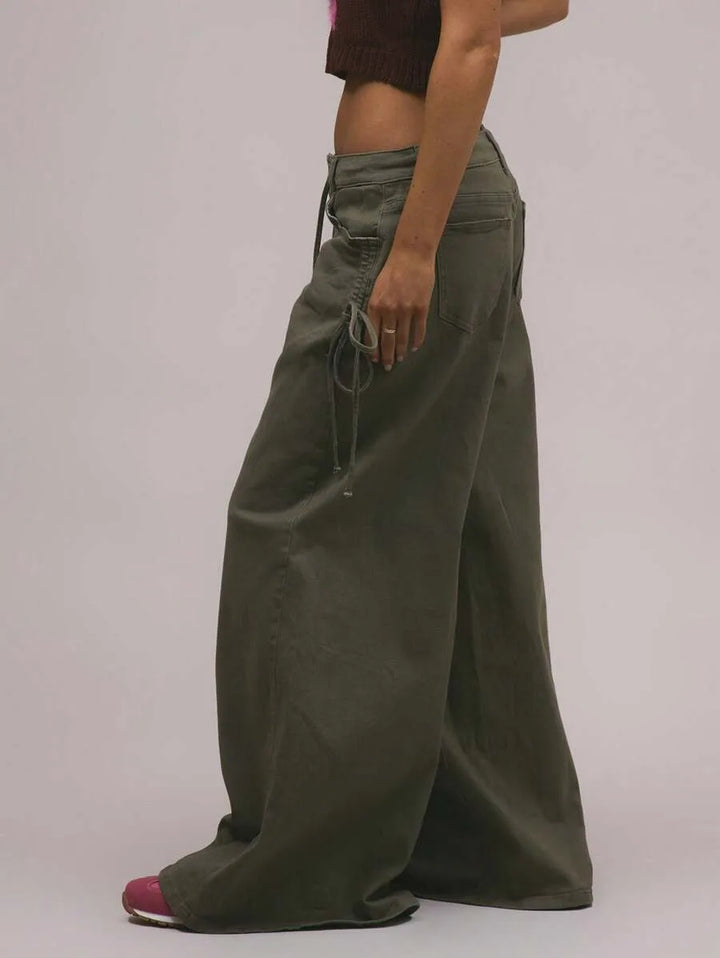 Wide leg broek met drawstrings