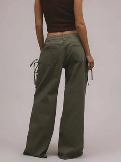 Wide leg broek met drawstrings