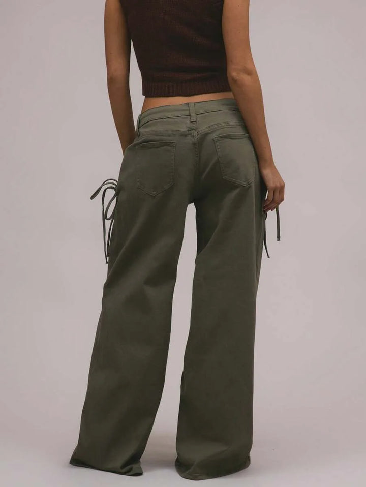 Wide leg broek met drawstrings