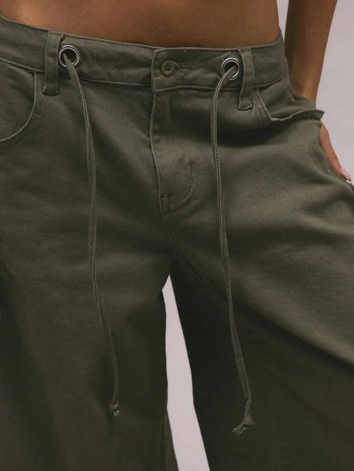 Wide leg broek met drawstrings