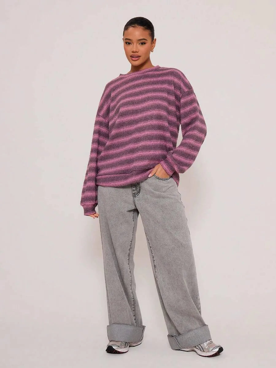 Oversized sweater met gestreept patroon