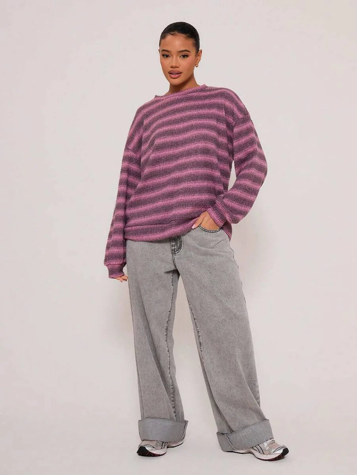 Oversized sweater met gestreept patroon