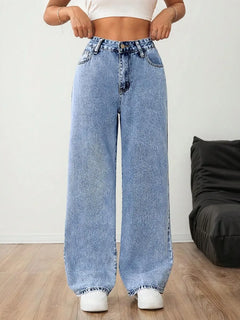 Wide leg denim pants