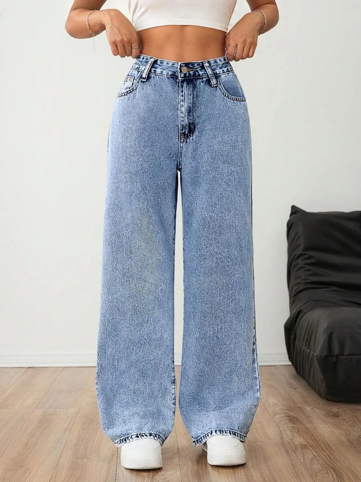 Wide leg denim pants