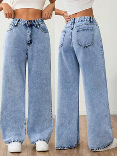 Wide leg denim pants