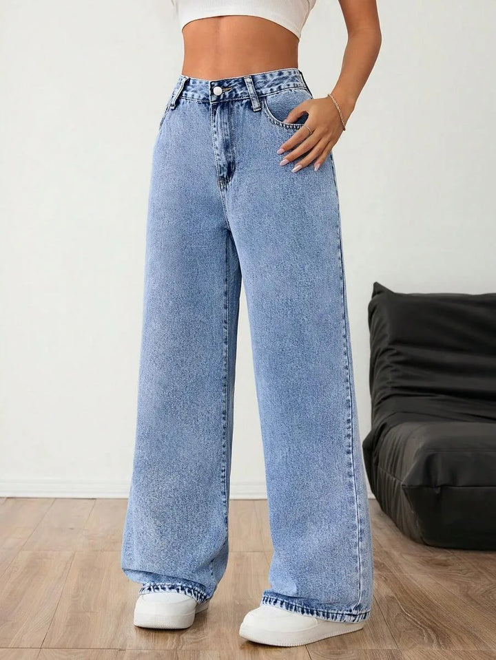 Wide leg denim pants