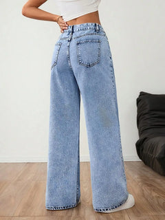 Wide leg denim pants