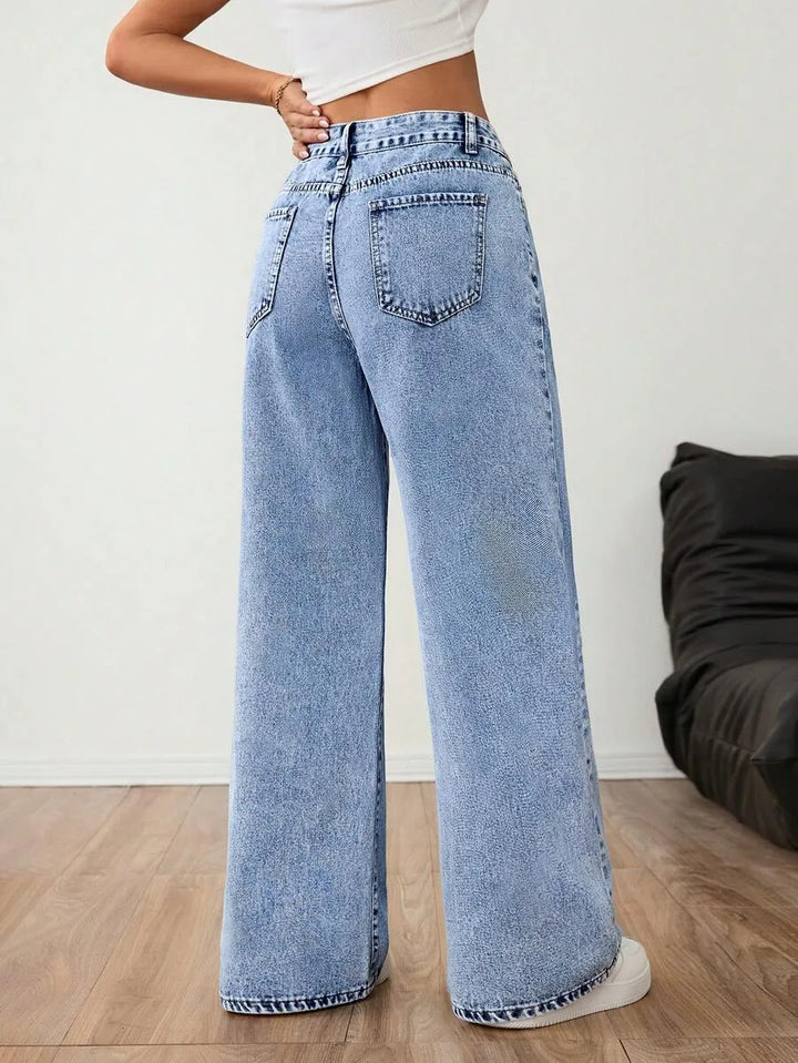 Wide leg denim pants