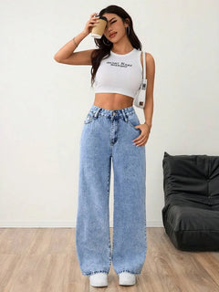 Wide leg denim pants
