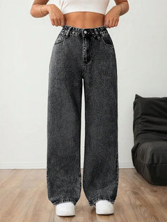 Wide leg denim pants