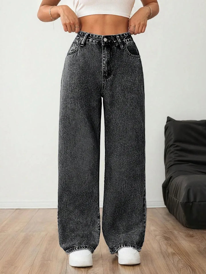 Wide leg denim pants