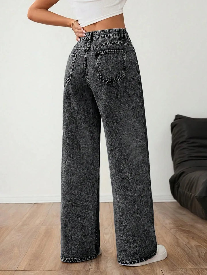 Wide leg denim pants