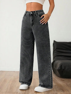 Wide leg denim pants