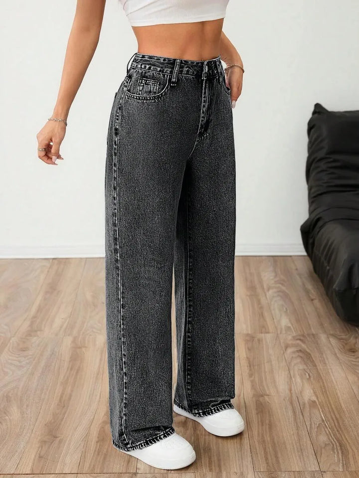 Wide leg denim pants
