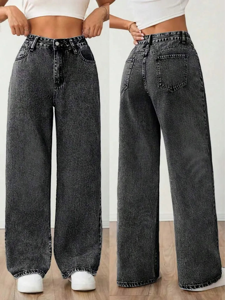 Wide leg denim pants