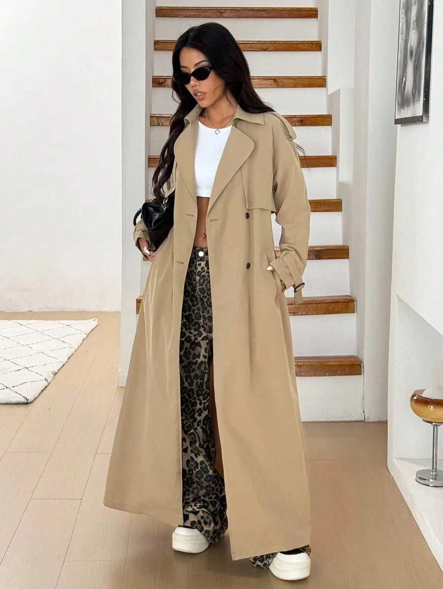 Oversized trench coat met ceintuur
