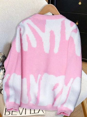 Kleurblok sweater met print