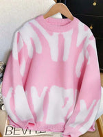 Kleurblok sweater met print