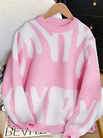 Kleurblok sweater met print