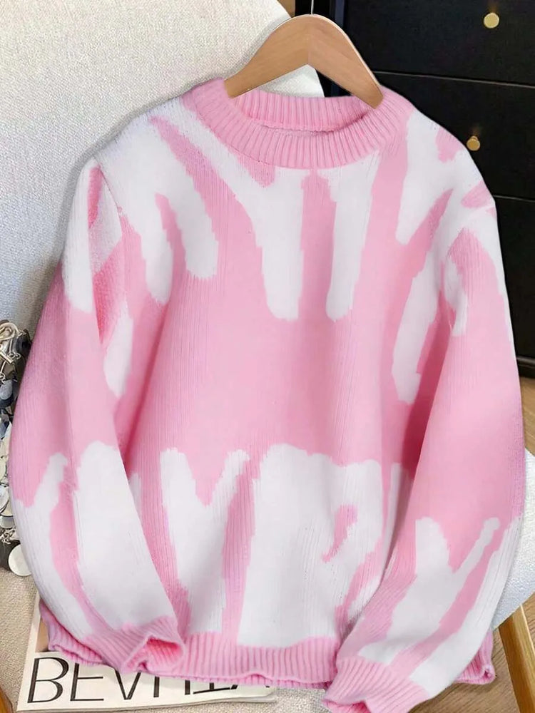 Kleurblok sweater met print