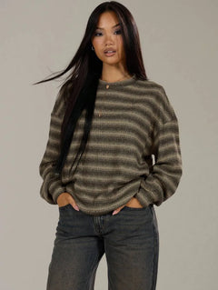 Oversized sweater met gestreept patroon
