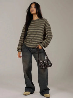 Oversized sweater met gestreept patroon