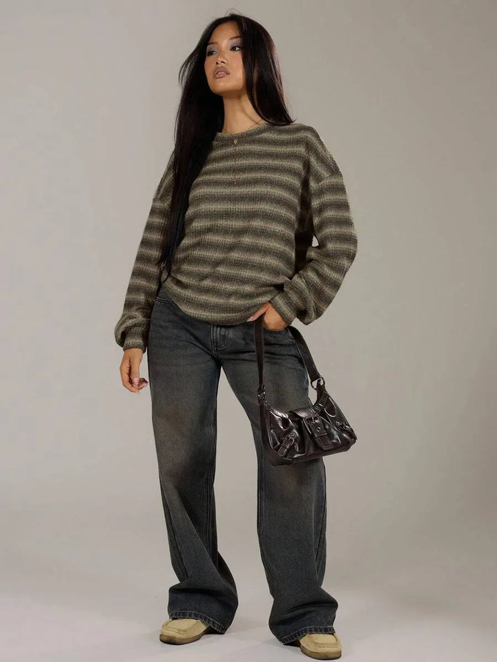 Oversized sweater met gestreept patroon