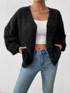 Oversized cardigan met V-hals