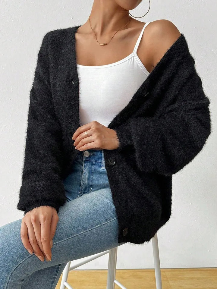 Oversized cardigan met V-hals