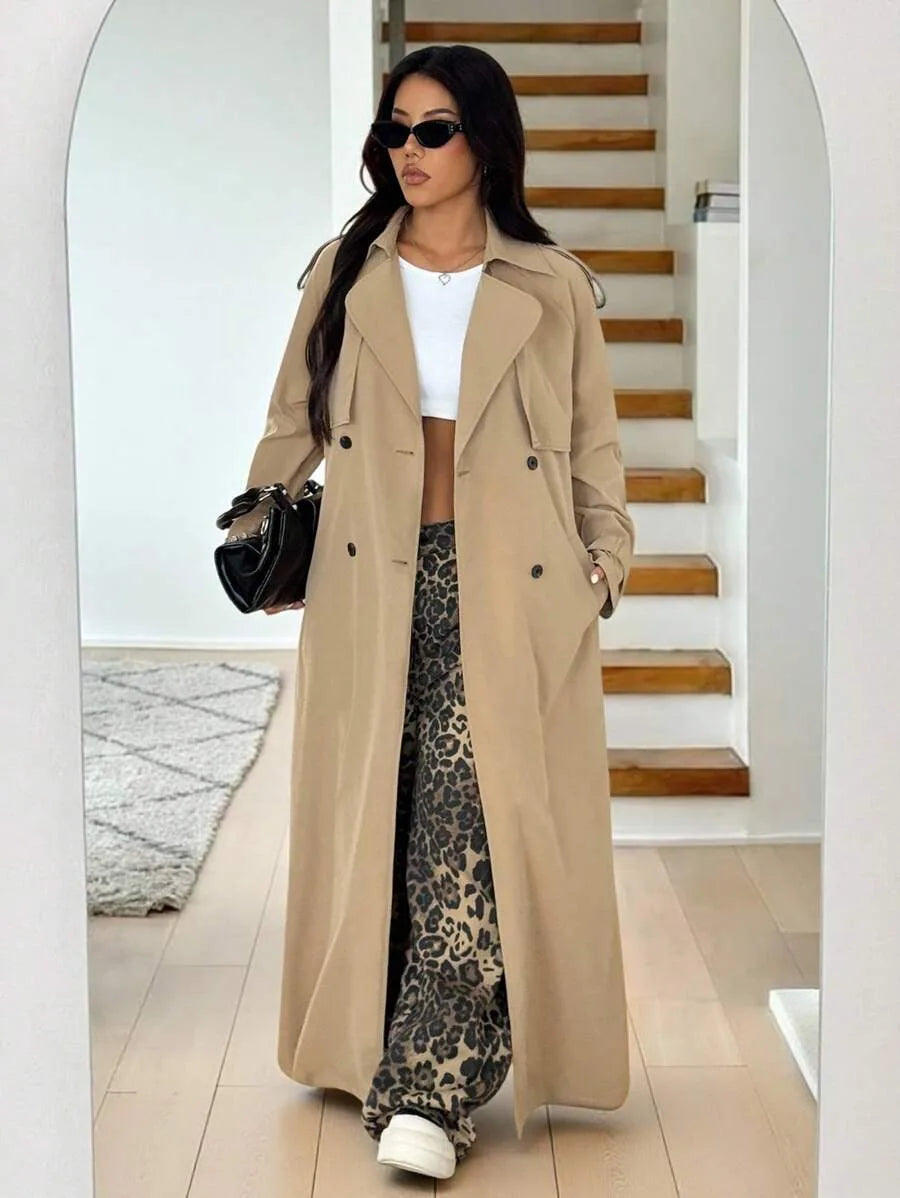 Oversized trench coat met ceintuur
