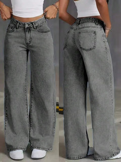 Wide leg denim pants