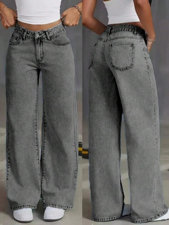 Wide leg denim pants
