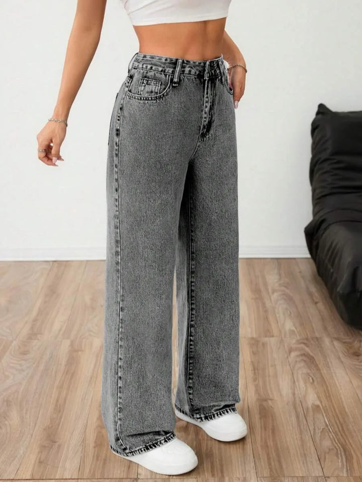Wide leg denim pants