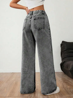 Wide leg denim pants