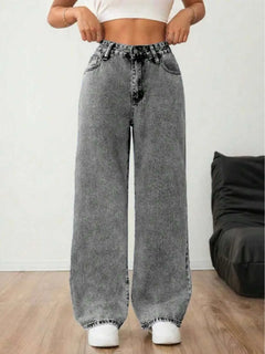 Wide leg denim pants