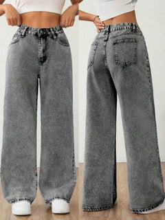 Wide leg denim pants