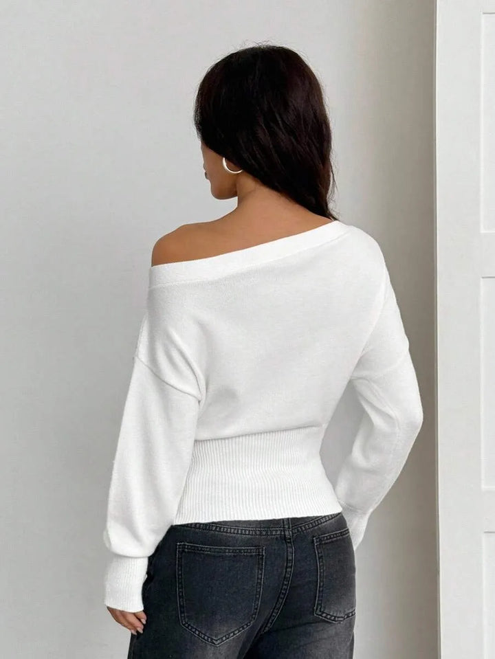 Oversized trui met asymmetrische hals