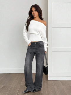 Oversized trui met asymmetrische hals