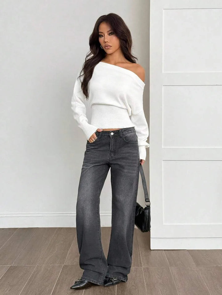 Oversized trui met asymmetrische hals