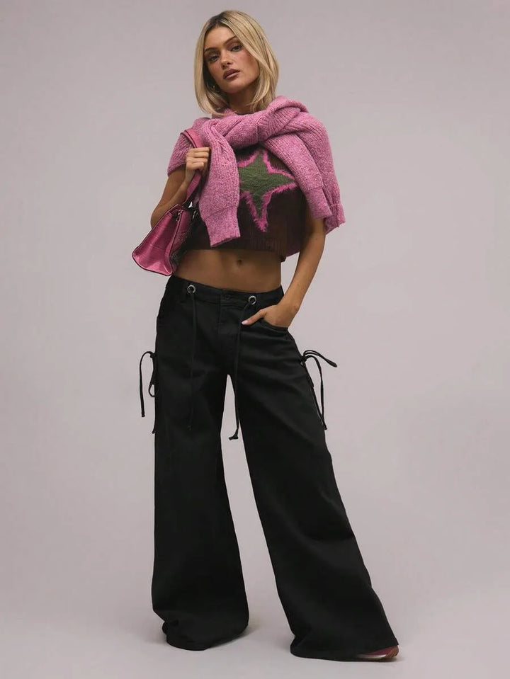 Wide leg broek met drawstrings