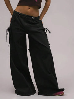 Wide leg broek met drawstrings