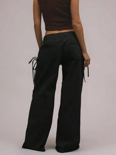 Wide leg broek met drawstrings