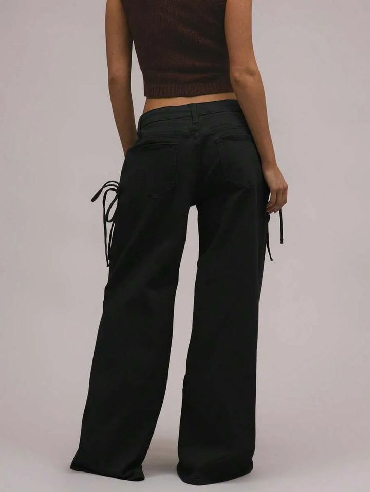 Wide leg broek met drawstrings