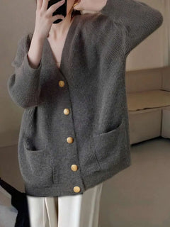 Oversized cardigan met V-hals