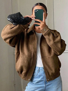 Oversized jas met rits