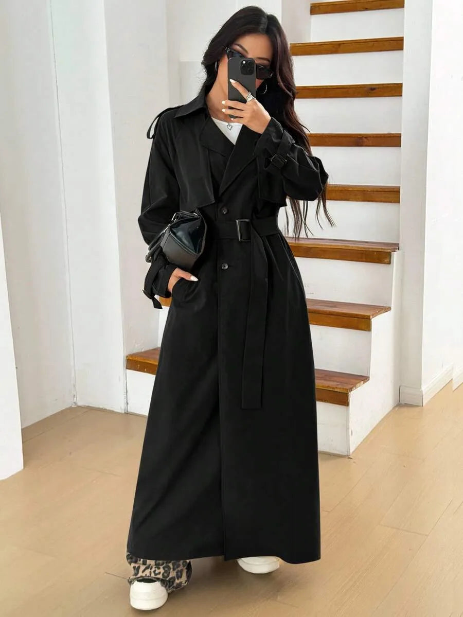 Oversized trench coat met ceintuur