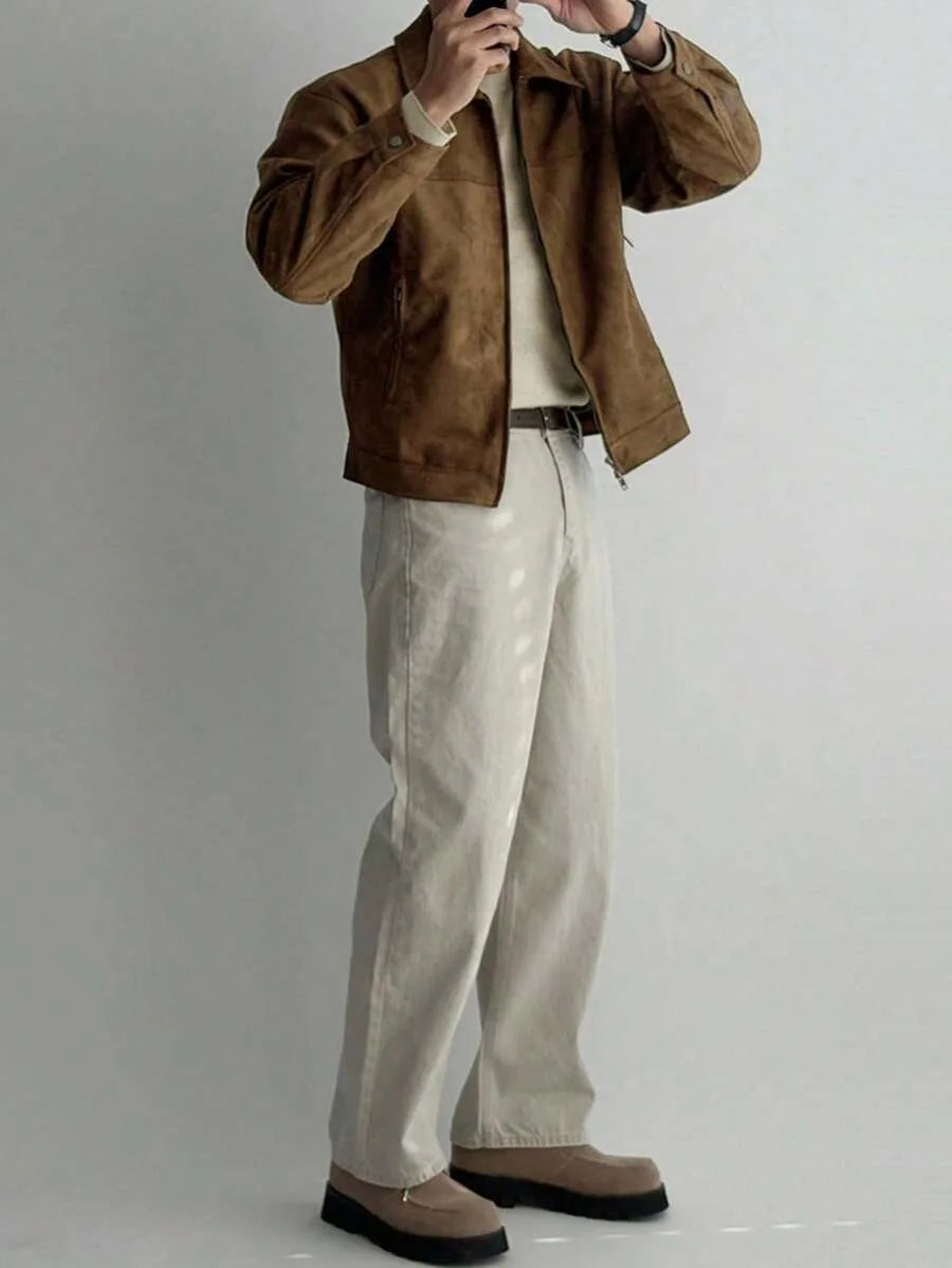 Bomberjack van bruin suede